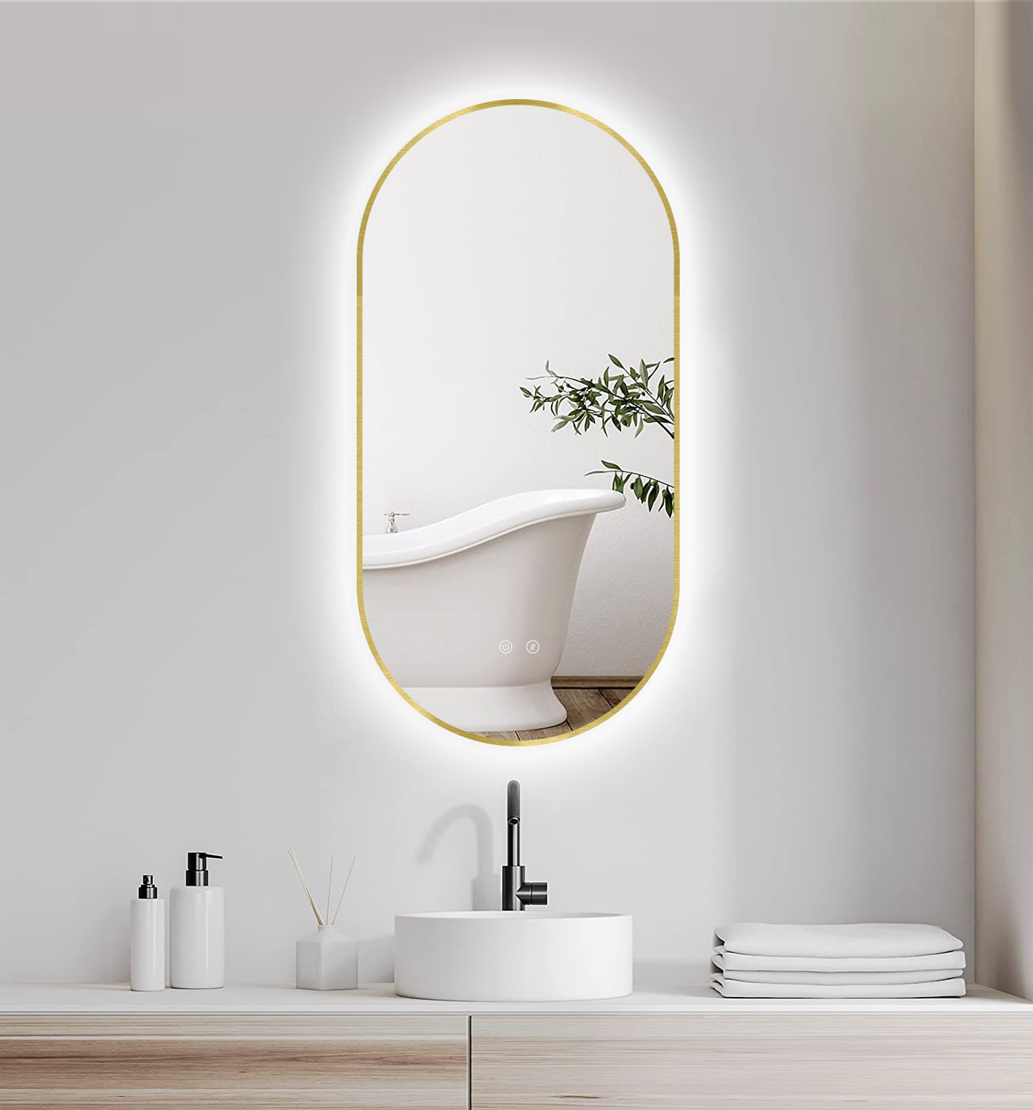 LED-Spiegel Selene Gold & Black