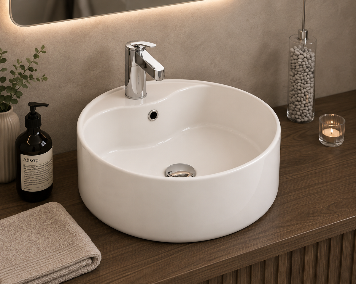 Aufsatzwaschbecken aus Porzellan ROUND MINI